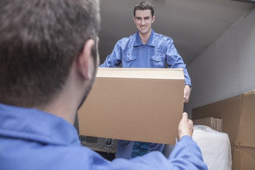 Office relocation planning in Aperfield with moving boxes and workspace setup