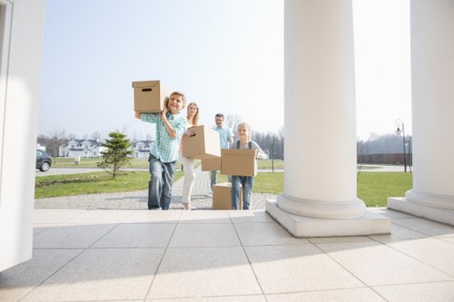 Careful unloading of household items at a home