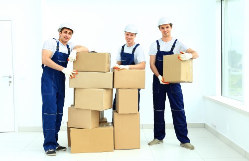 Loading furniture and boxes into a removal van
