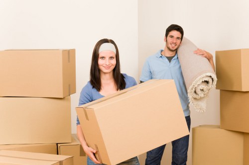 Careful packing of household items for a local move in Aperfield